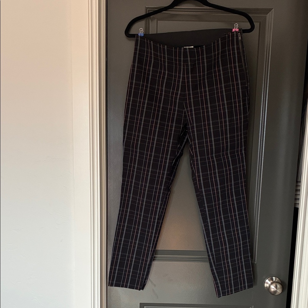 a new day Women's Black Plaid Straight Leg Pants